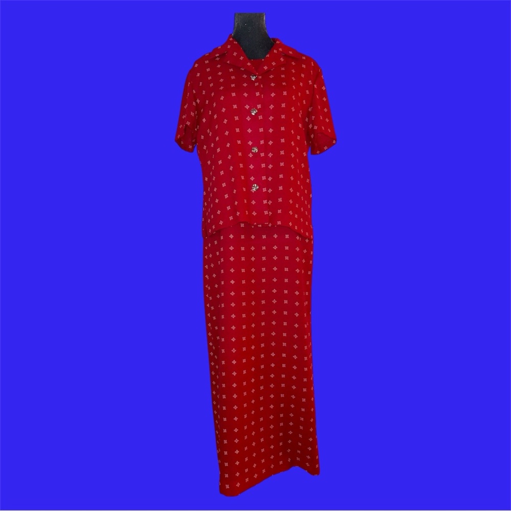 Vintage mystery 2 piece coord set sheath long dress with jacket/shirt